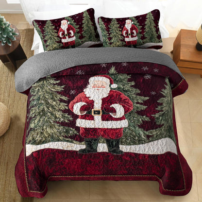 Shineful All Season Quilt 3-Piece Set Festive Santa Forest