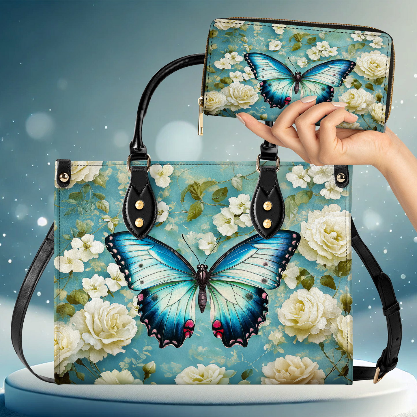 Shineful Leather Bag Frosty Winter Butterfly