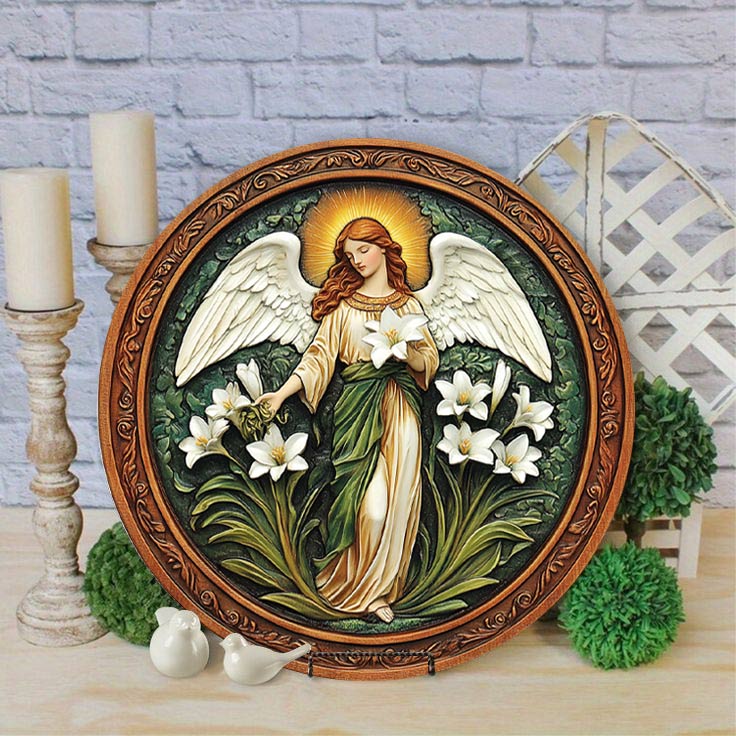 Shineful 2D Wooden Plaque, Hanging Decor, Door Sign Angelic Bloom