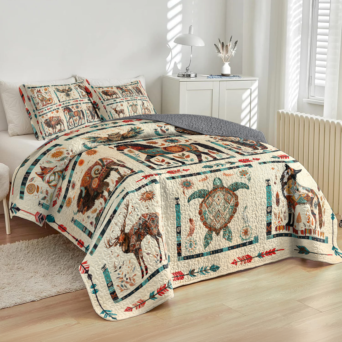 Shineful All Season Quilt 3-Piece Set Native Spirit Wildlife