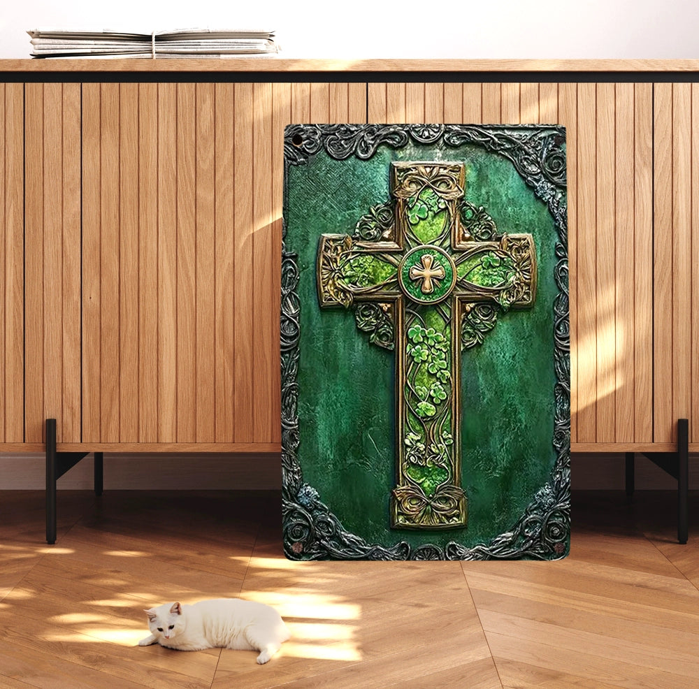 Shineful 2D Metal Sign Sacred Clover Celtic Cross