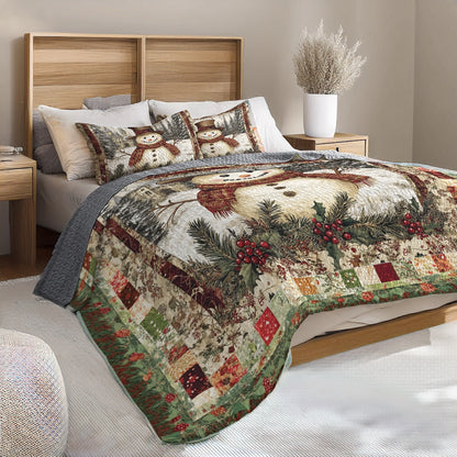 Shineful All Season Quilt 3-Piece Set - Vintage Snowman