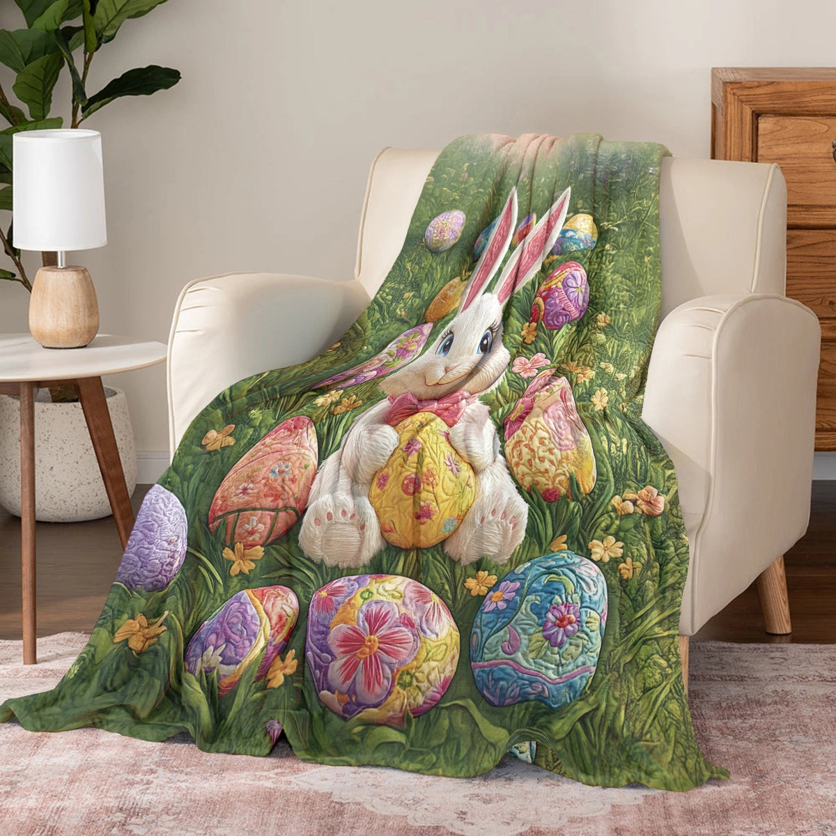 Shineful Fleece Blanket Easter Bunny