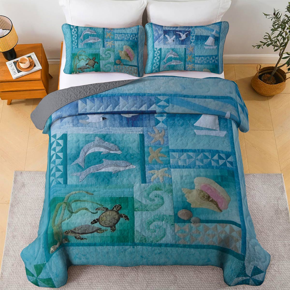 Shineful All Season Quilt 3-Piece Set Coastal Calm