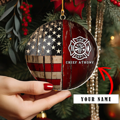 Shineful Acrylic Ornament Personalized Firefighter’s Patriot Pride