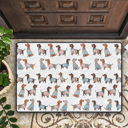 Shineful Ultra-Thin Non Skid Floor Mat, Kitchen Rugs Playful Dachshunds