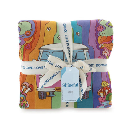 Shineful Fleece Blanket Rainbow Hippie Van