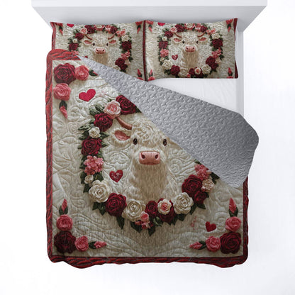 Shineful All Season Quilt 3-Piece Set Cow Rose