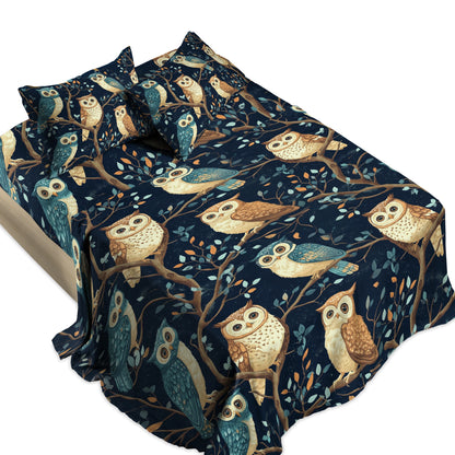 Shineful 4-Piece Bed Sheet Set Whimsical Owl Haven