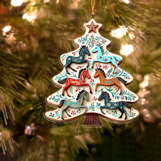 Shineful 2D Acrylic Ornament Gentle Horses Christmas Tree