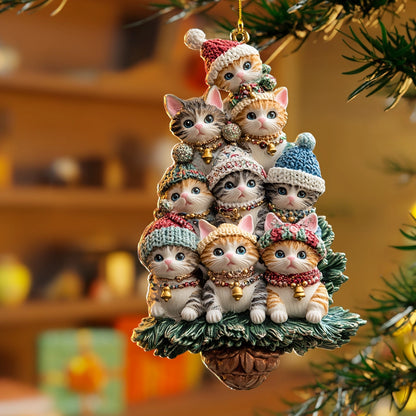 Shineful 2D Acrylic Ornament Kitten Cozy Tree