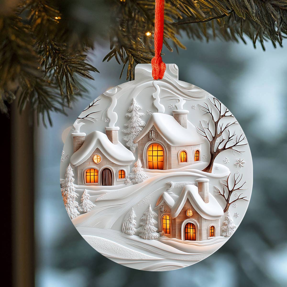 Shineful 2D Acrylic Ornament Snowy Night