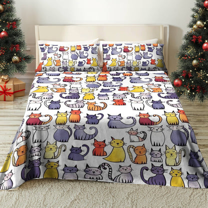 Shineful 4-Piece Bed Sheet Set Naughty Cats