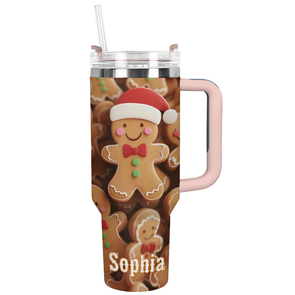 Shineful Glossy Tumbler Personalized Christmas Gingerbread Cheer