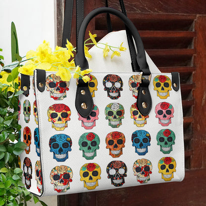 Shineful Leather Bag Colorful Sugar Skull Roses