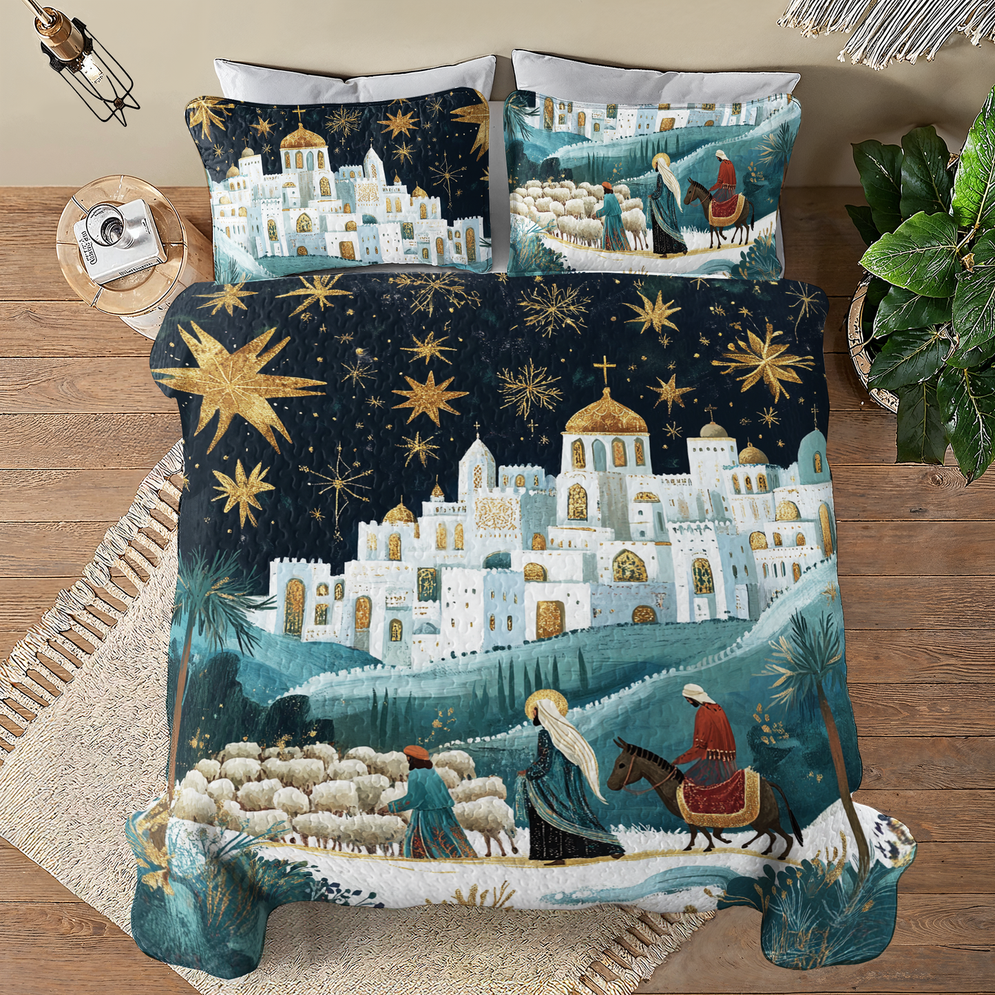 Shineful All Season Quilt 3-Piece Set Midnight Nativity