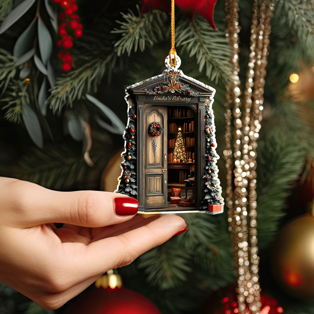 Shineful Personalized 2D Acrylic Ornament My Dream Library