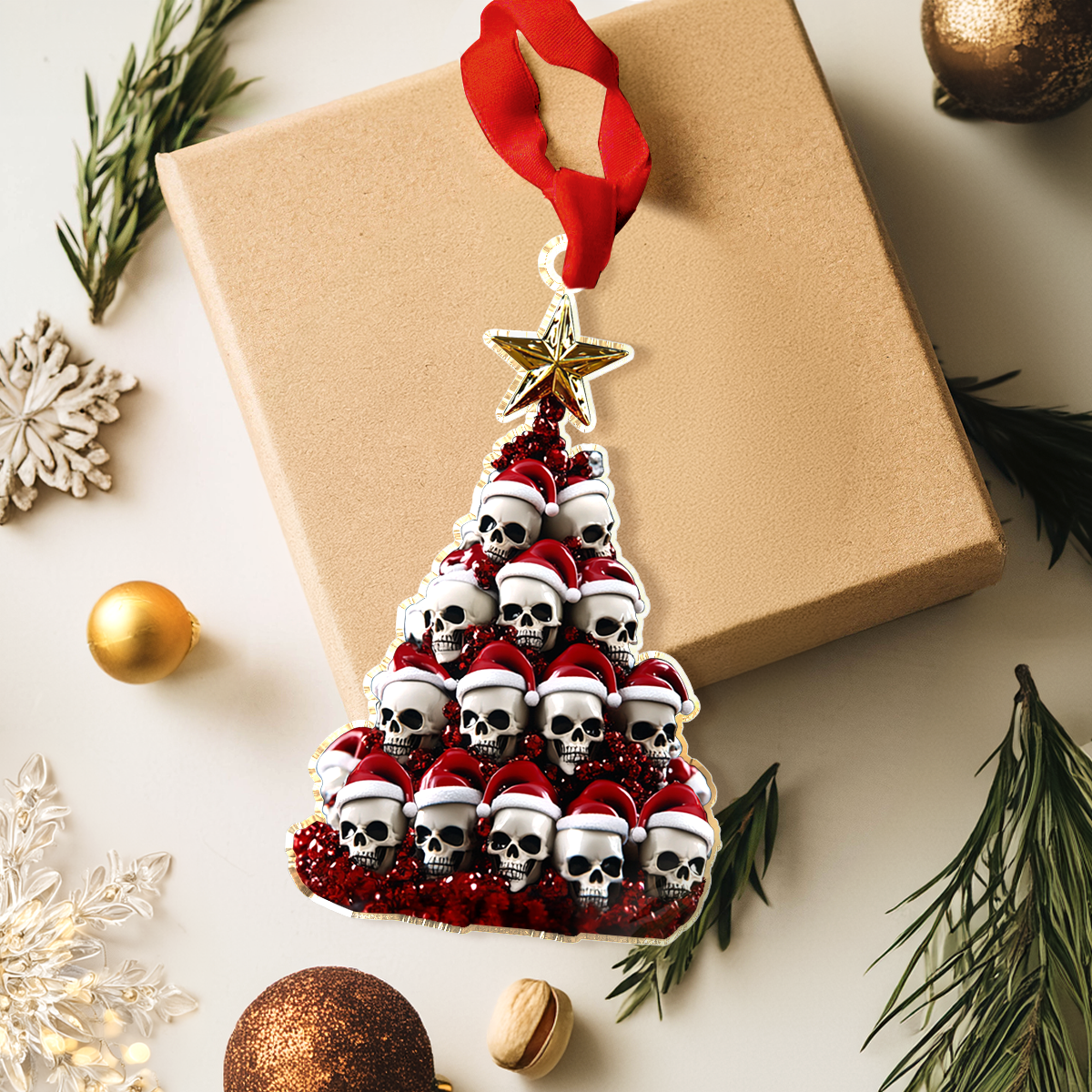 Shineful 2D Acrylic Ornament Merry Gothmas Skull Christmas Tree