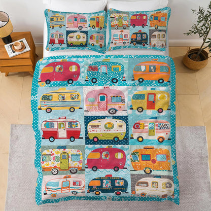 Shineful 3 Pieces Duvet Cover Set Camping Vintage Camper