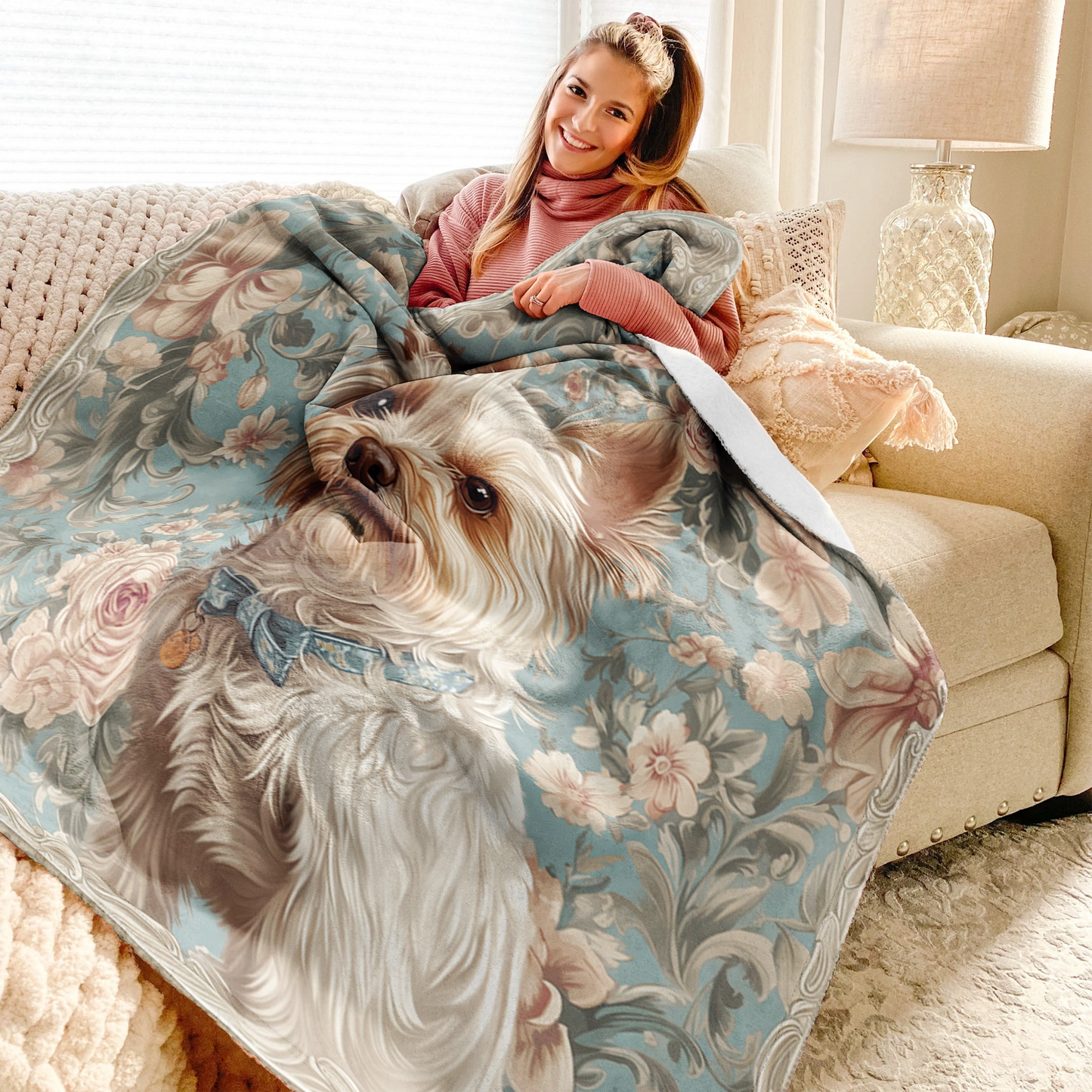 Shineful Fleece Blanket Royal Yorkie Elegance