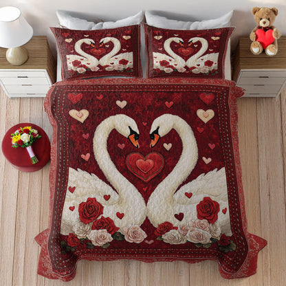 Shineful All Season Quilt 3-Piece Set Love's Swan Dive