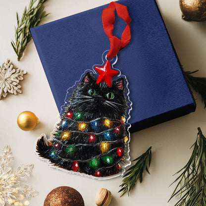 Glänzendes 2D Acryl Ornament Kätzchen Weihnachten 