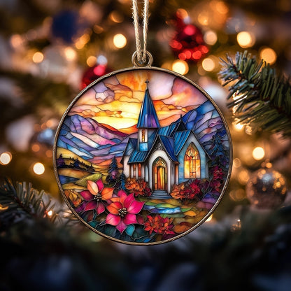 Shineful Acrylic Ornament Sunset Chapel