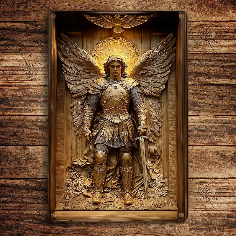 Shineful 2D Metal Sign  Archangel Michael Warrior