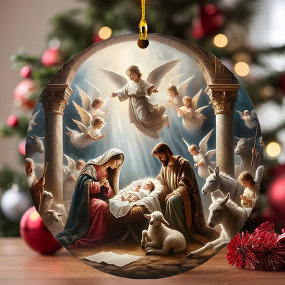 Shineful 2D Acrylic Ornament Nativity Scene with Angels