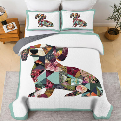 Shineful All Season Quilt 3-Piece Set Patchwork Dachshund