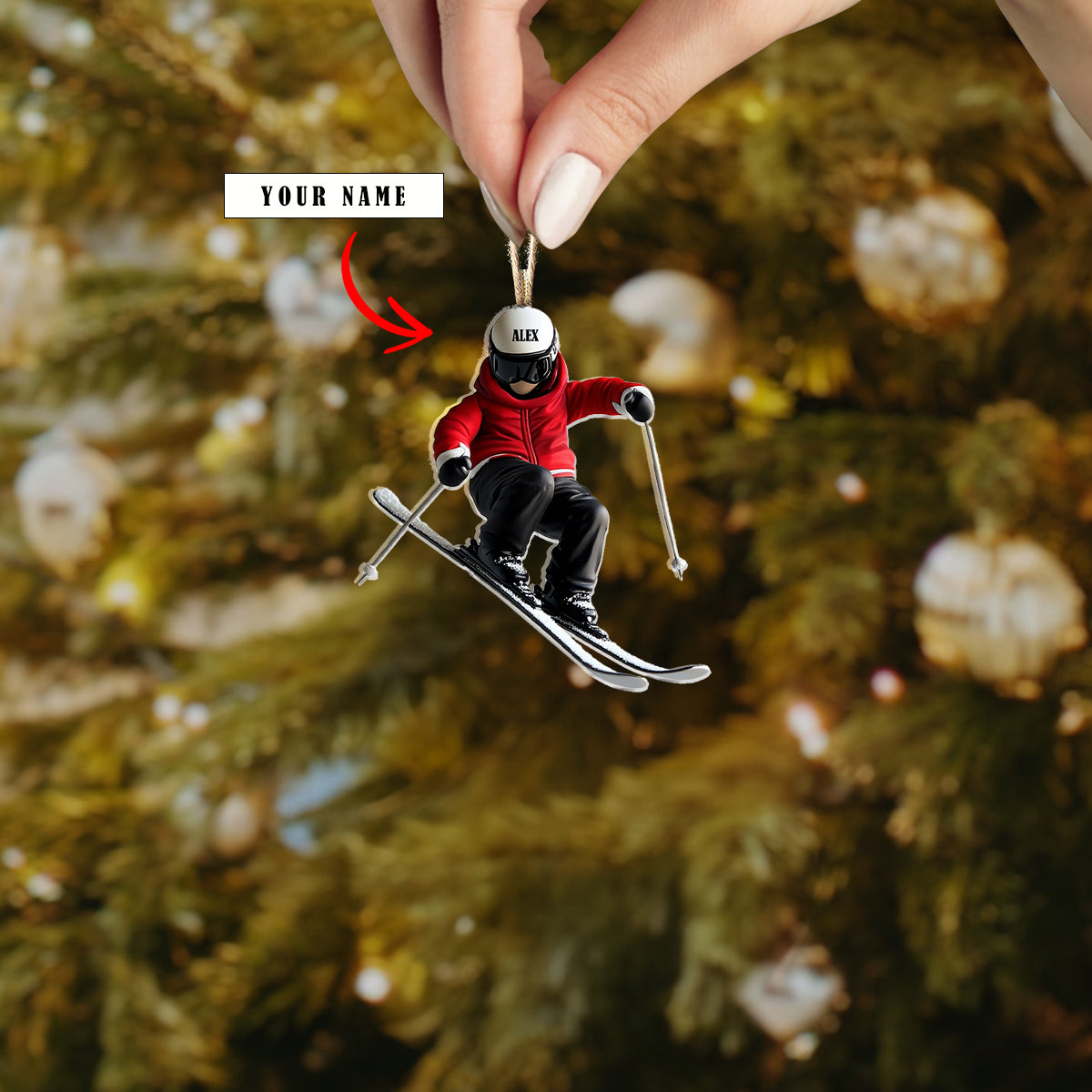 Shineful 2D Acrylic Ornament Personalized Skiing Fun