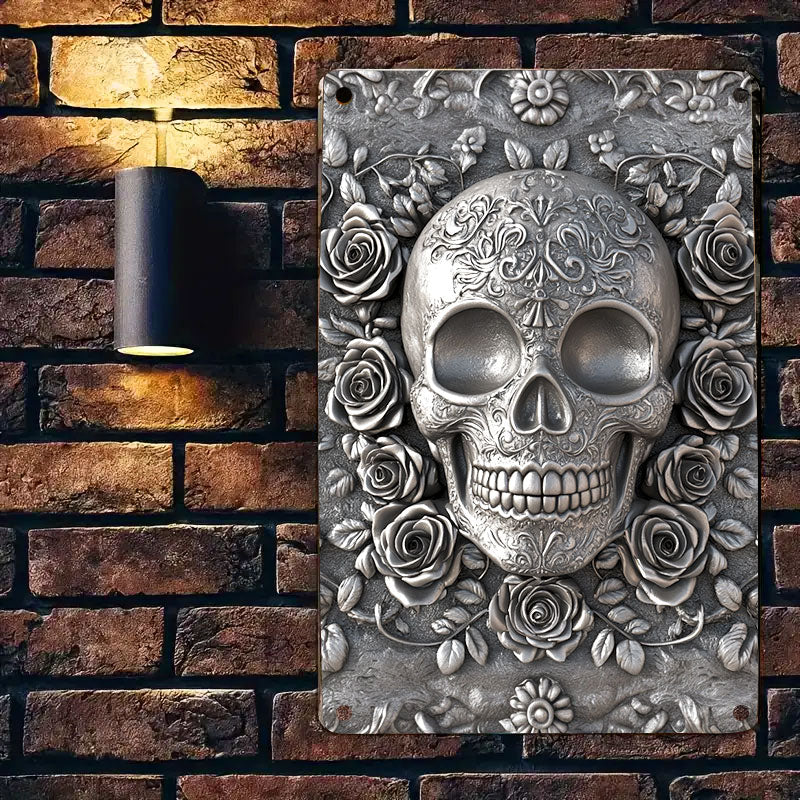 Shineful 2D Flat Print Metal Sign Gorgeous Sugar Skull Roses