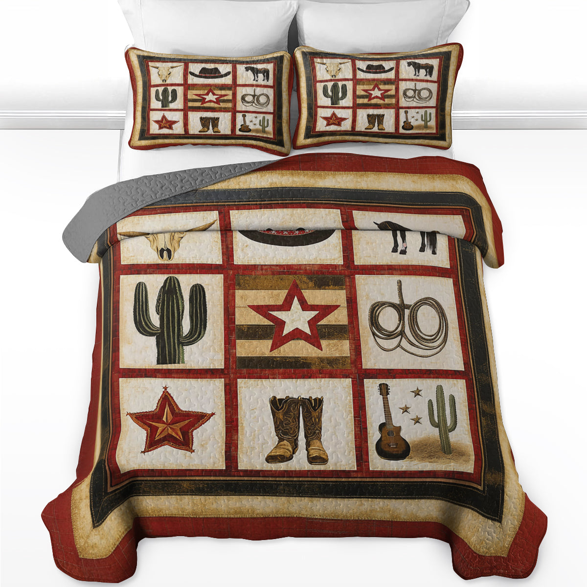 Shineful All Season Quilt 3-teiliges Set Rustikaler Western-Look