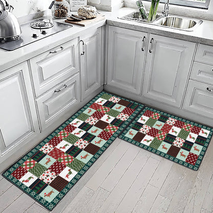 Shineful Ultra-Thin Non Skid Floor Mat, Kitchen Rugs Christmas Dachshund