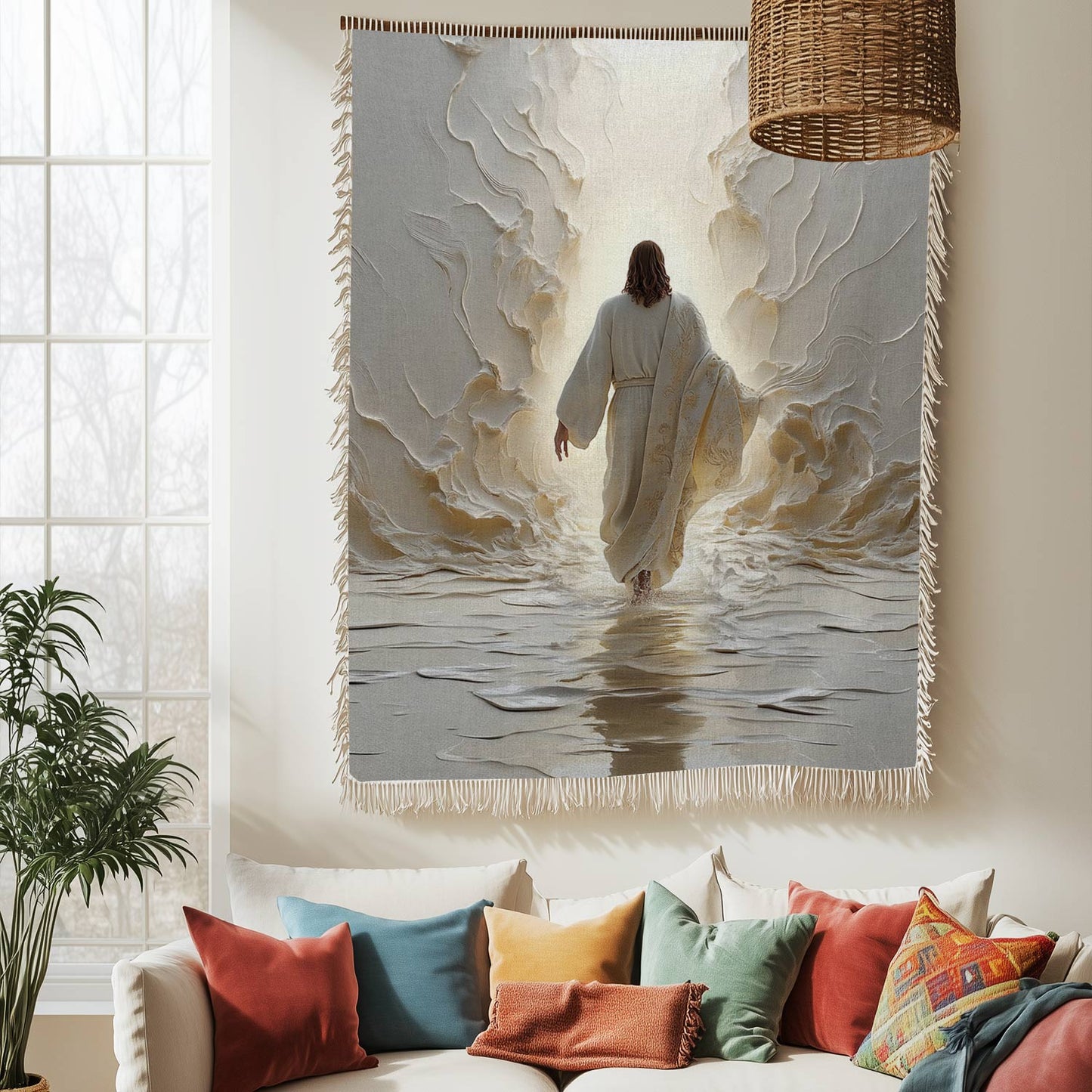 Shineful Woven Tapestry Throw Blanket Walk of Faith