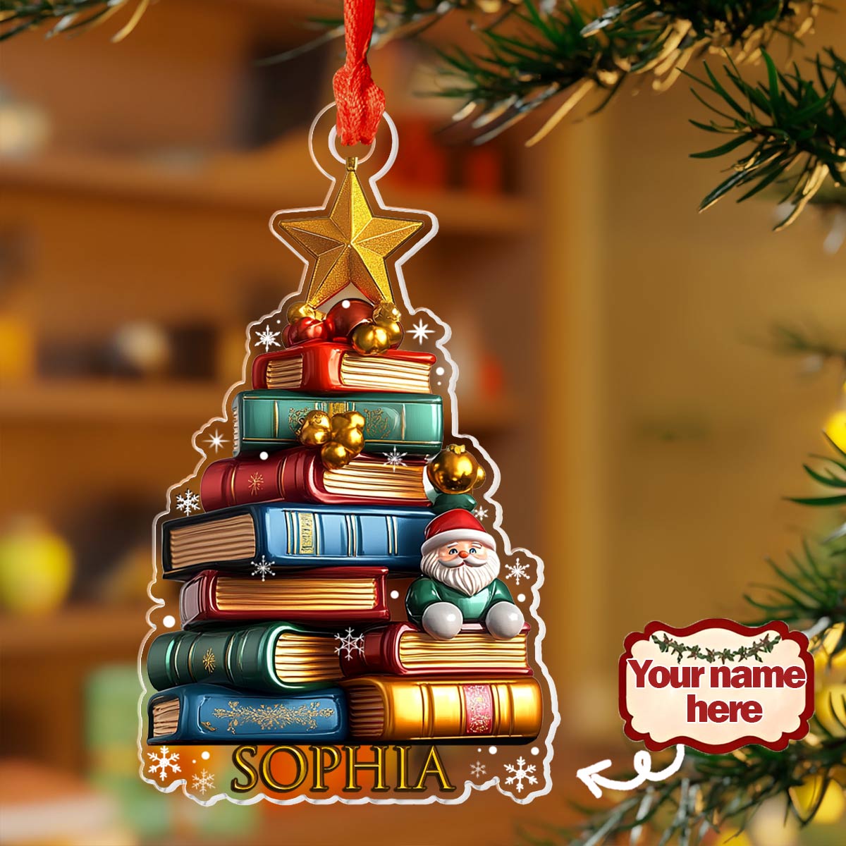 Shineful 2D Acrylic Ornament Personalized Book Tree