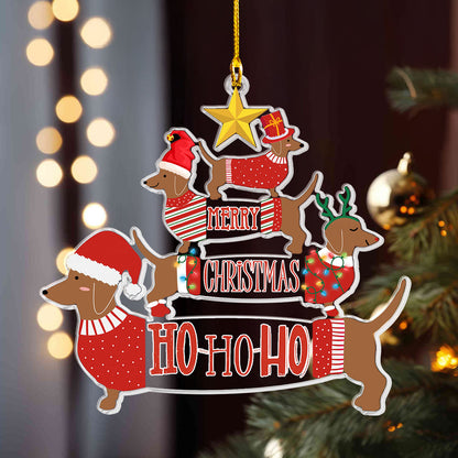 Shineful 2D Acrylic Ornament Merry Dachshund Wishes