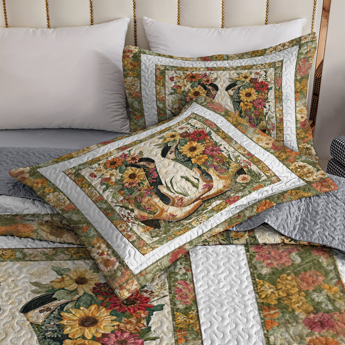 Shineful All Season Quilt 3-Piece Set Rustic Cowboy Boot