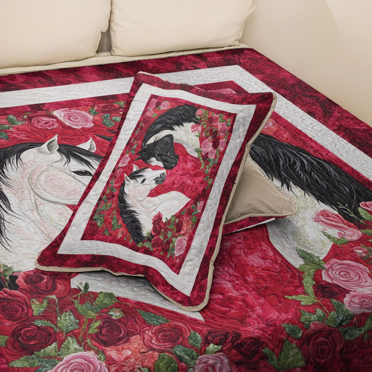 Shineful All Season Quilt 3-Piece Set Heartfelt Harmony Horse