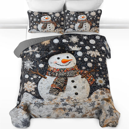 Shineful All Season Quilt 3-Piece Set Winter Wonderland Snowman