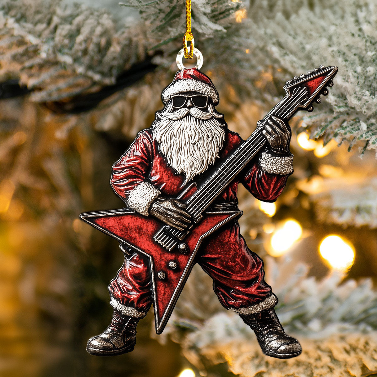 Shineful 2D Acrylic Ornament - Rockin' Santa