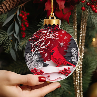 Shineful 2D Acrylic Ornament - Cardinal's Winter Whispers