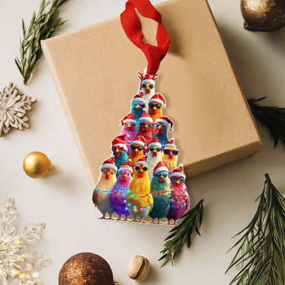 Glänzendes 2D-Ornament aus Acryl – Clucky Friends Weihnachtsstimmung