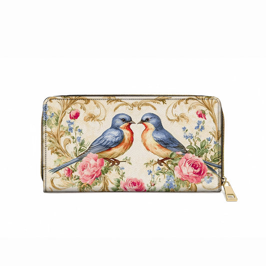 Shineful Leather Clutch Purse With Wristlet Strap Handle Bluebird Serenade