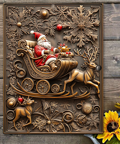 Shineful 2D Metal Sign Santa's Merry Journey