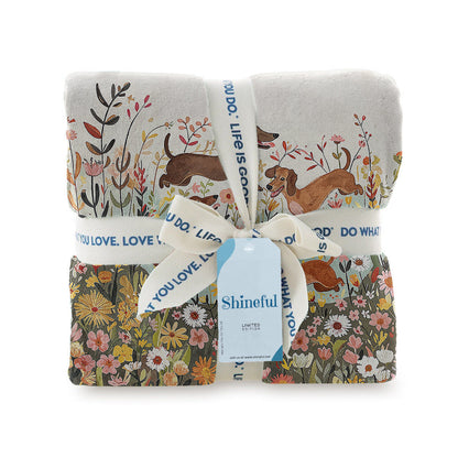 Shineful Fleece Blanket Dachshund Floral