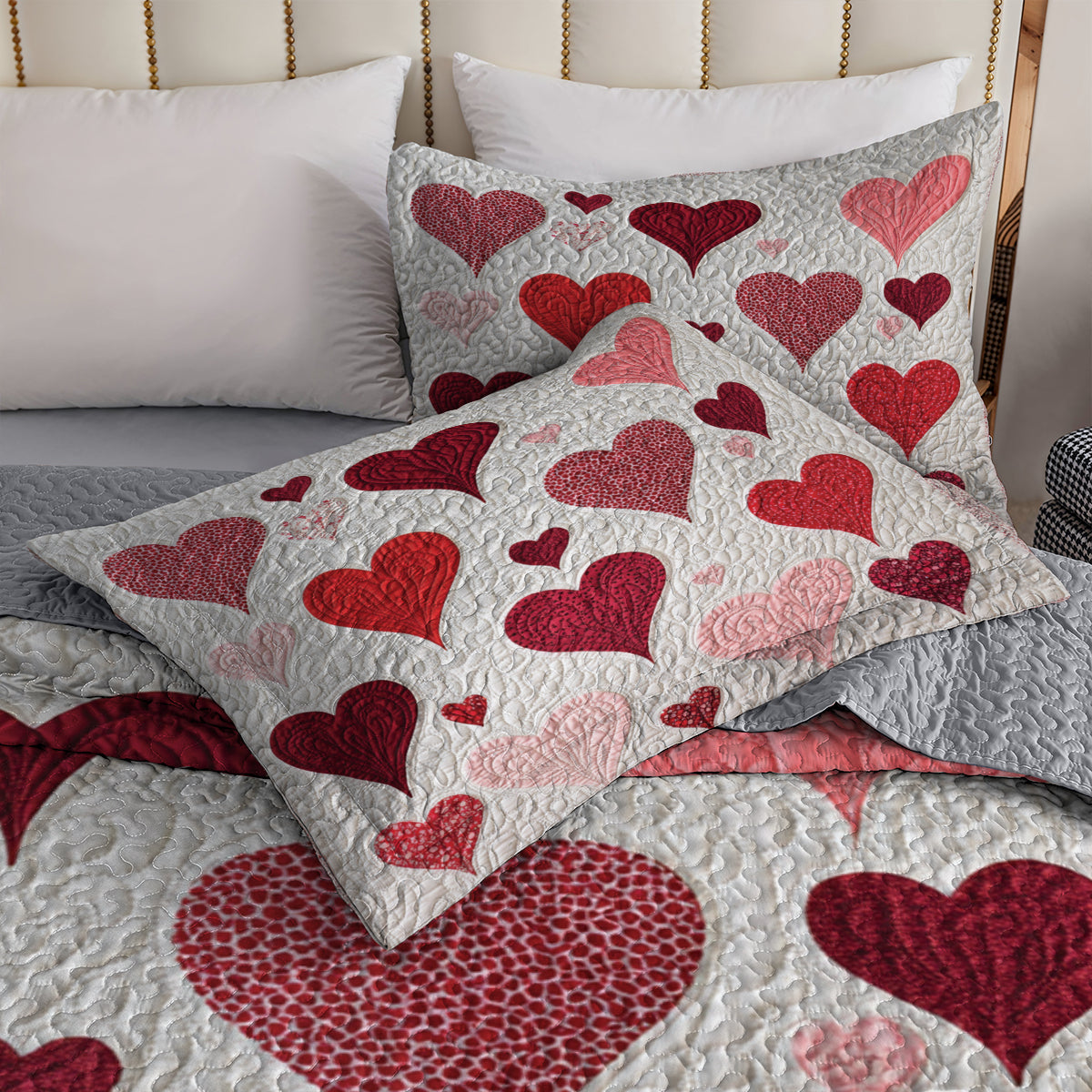 Shineful All Season Quilt 3-Piece Set - Romantic Heart