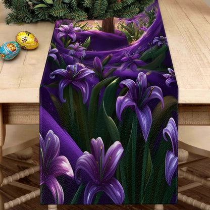 Shineful 2D Flat Print Quilted Table Runner Faithful Bloom Celebration