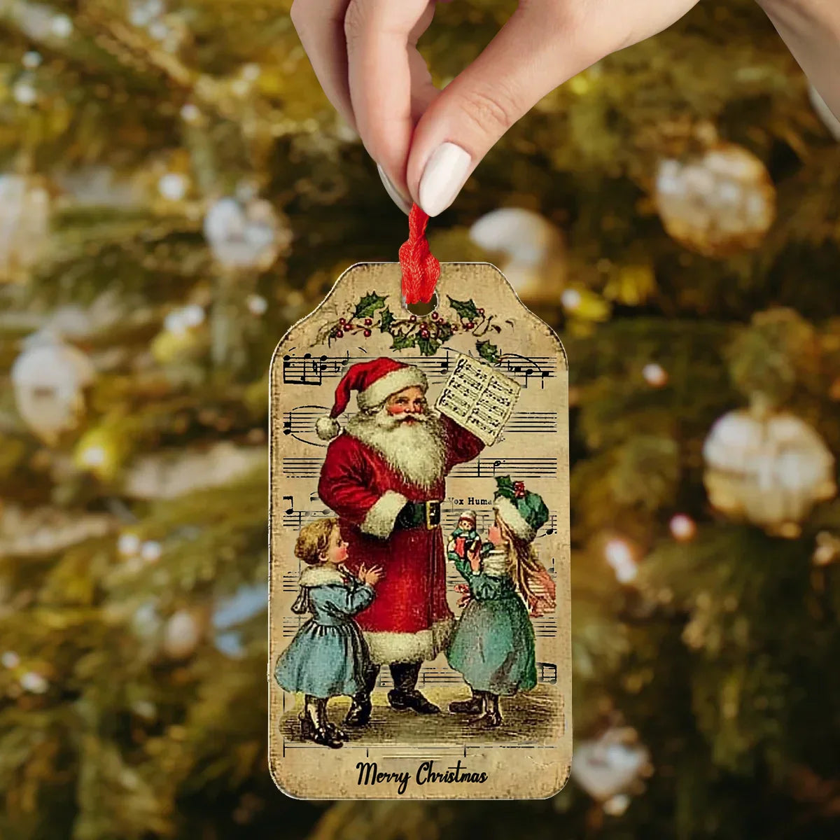 Glänzendes Acryl-Ornament „Santa“ – Weihnachtslieder-Set