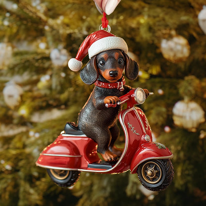 Glänzendes 2D-Ornament aus Acryl „Santa's Little Scooter Buddy“ 